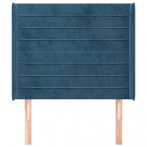 Sengegavl med kanter i fløjl - 93×16×118/128 cm, mørkeblå