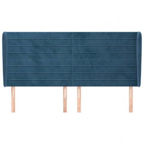 Sengegavl med kanter 183 x 23 x 118/128 cm - mørkeblå