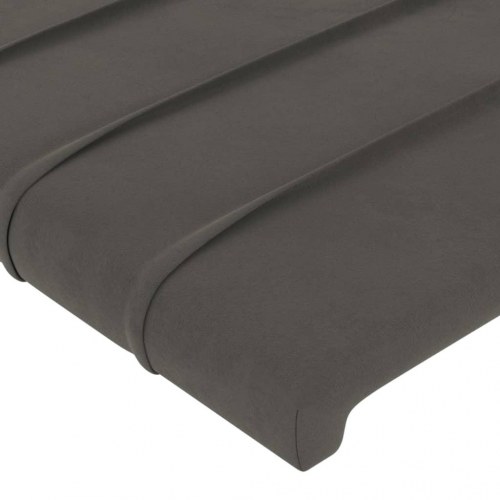 Sengegavl med kanter i fløjl - 93×16×118/128 cm, mørkegrå
