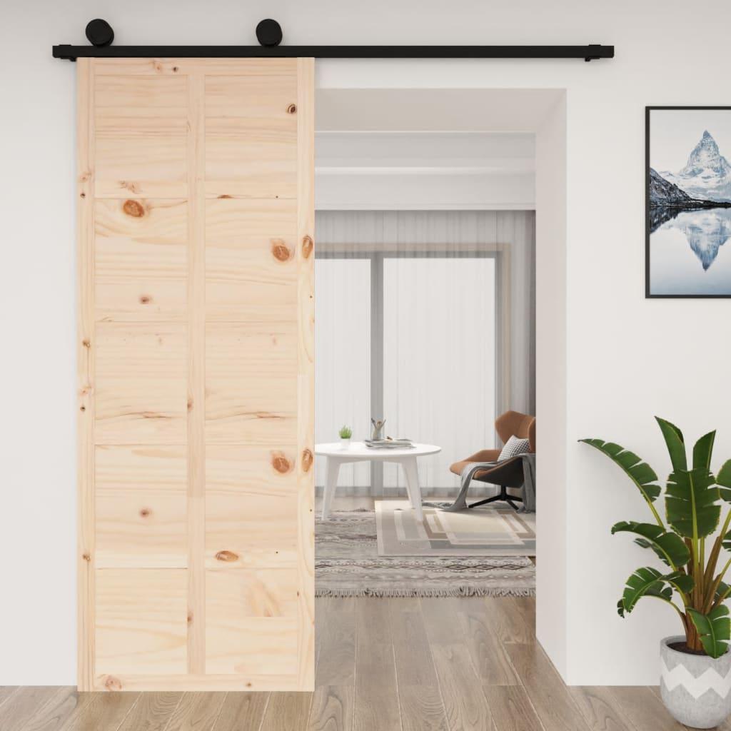 Skydedør 80x1,8x214 cm massivt fyrretræ