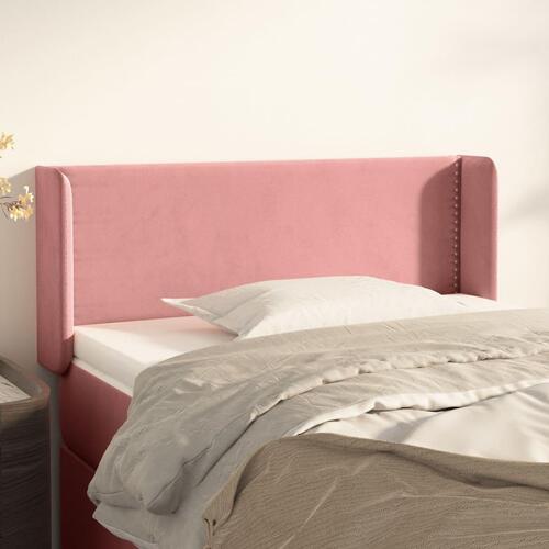 Sengegavl med kanter 103x16x78/88 cm fløjl lyserød