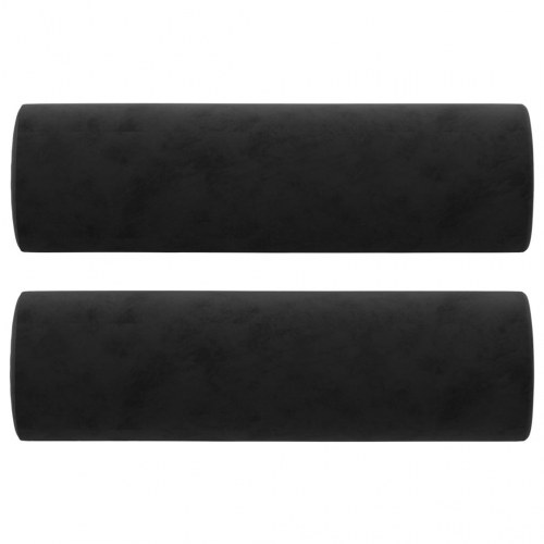 Sofasæt 2 dele med pyntepuder og hynder velour sort