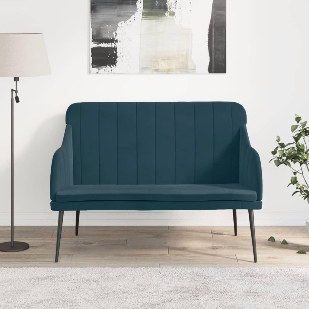 Bænk 110x76x80 cm velour blå