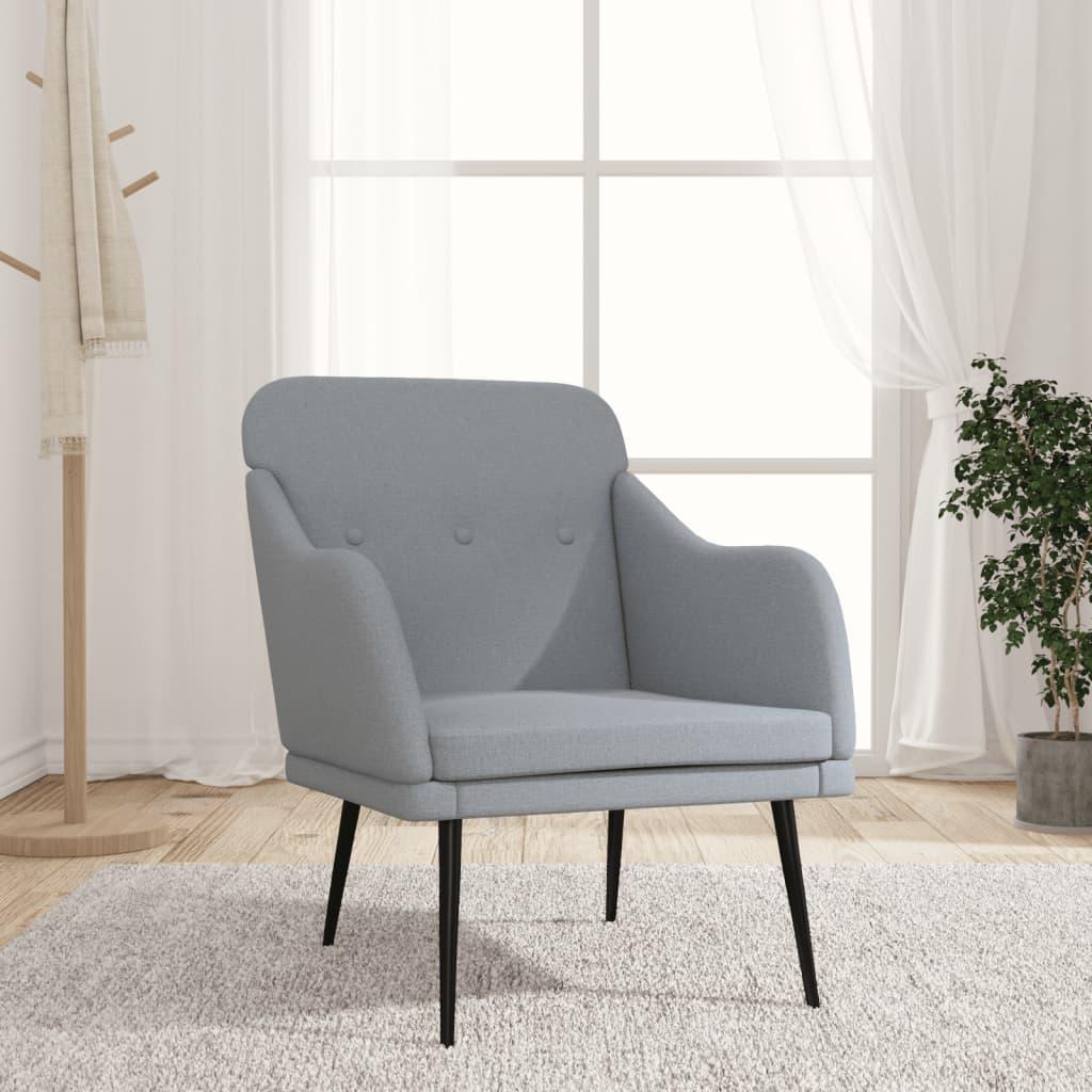 Lænestol 63x76x80 cm stof lysegrå billede