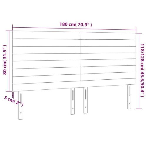 Sengegavl med LED-lys 180x5x118/128 cm fløjl mørkegrøn