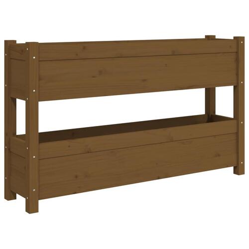 Plantekasse 112x25x66 cm massivt fyrretræ gyldenbrun