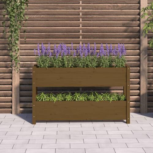 Plantekasse 112x25x66 cm massivt fyrretræ gyldenbrun