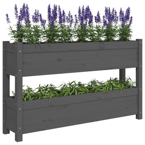 Plantekasse 112x25x66 cm massivt fyrretræ grå