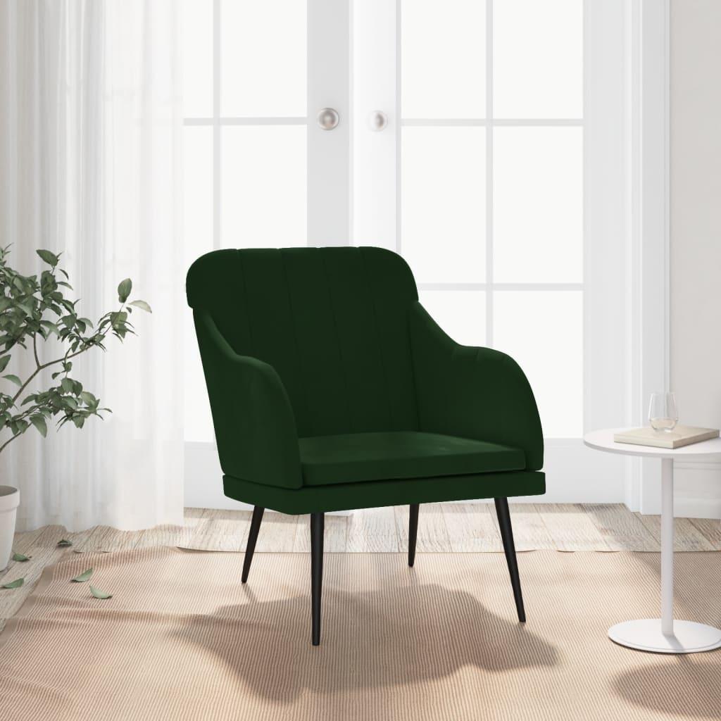 Lænestol 63x76x80 cm velour mørkegrøn