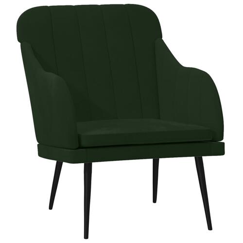 Lænestol 63x76x80 cm velour mørkegrøn