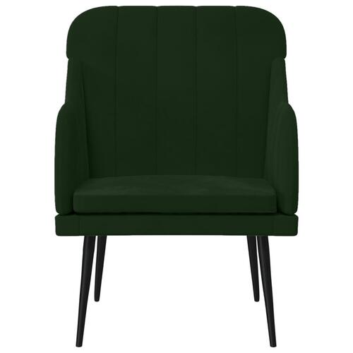 Lænestol 63x76x80 cm velour mørkegrøn