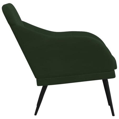 Lænestol 63x76x80 cm velour mørkegrøn