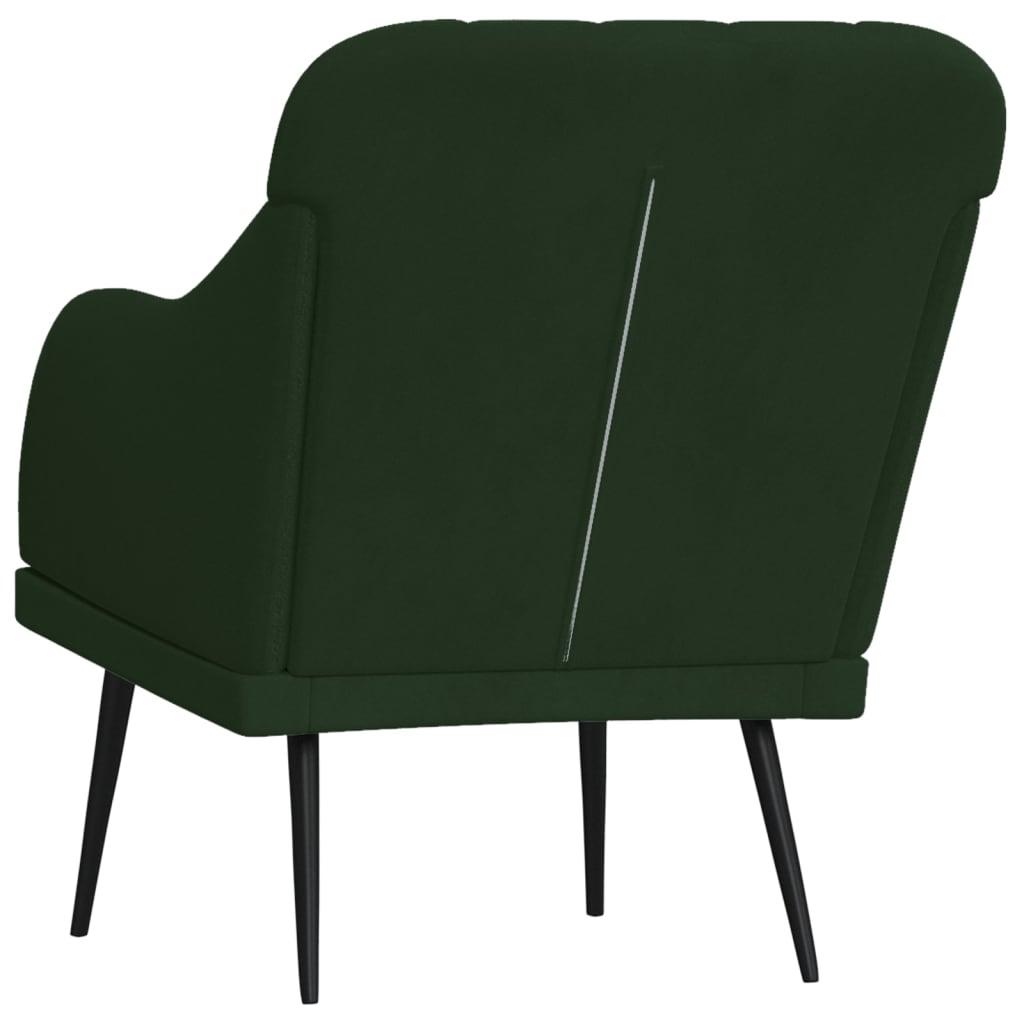 Lænestol 63x76x80 cm velour mørkegrøn