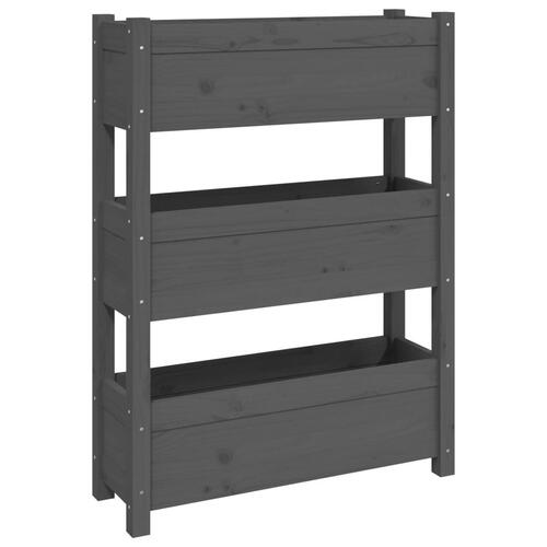 Plantekasse 77x25x104,5 cm massivt fyrretræ grå