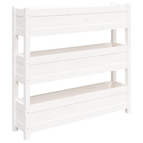 Plantekasse 112x25x104,5 cm massivt fyrretræ hvid