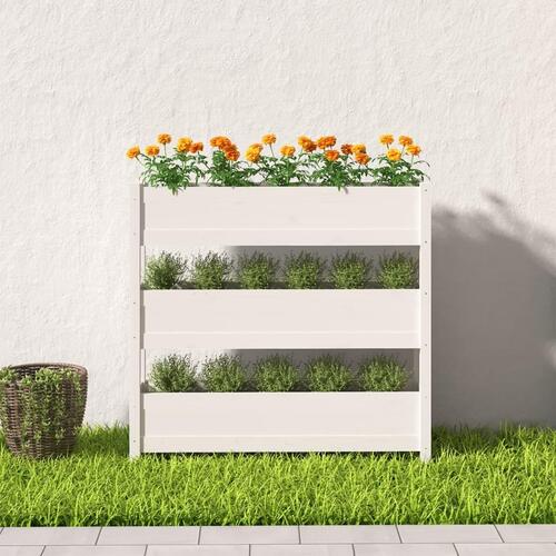 Plantekasse 112x25x104,5 cm massivt fyrretræ hvid