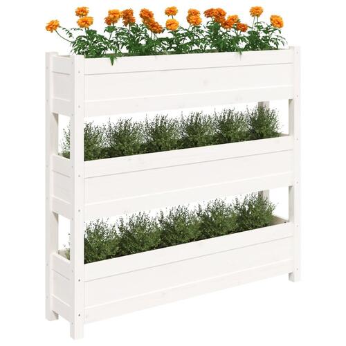 Plantekasse 112x25x104,5 cm massivt fyrretræ hvid