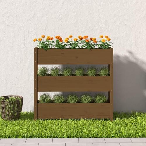 Plantekasse 112x25x104,5 cm massivt fyrretræ gyldenbrun