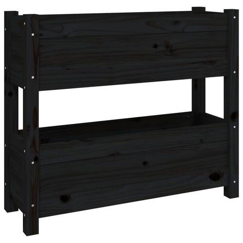 Plantekasse 77x25x66 cm massivt fyrretræ sort