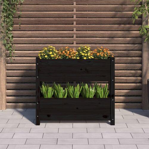 Plantekasse 77x25x66 cm massivt fyrretræ sort