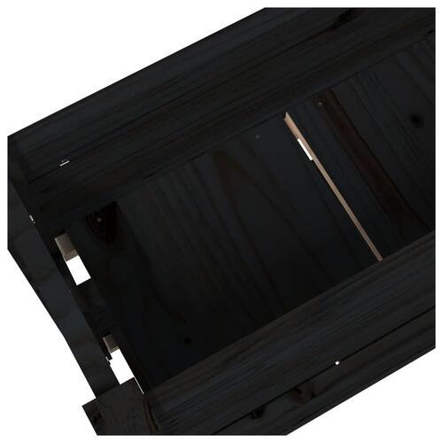Plantekasse 77x25x66 cm massivt fyrretræ sort