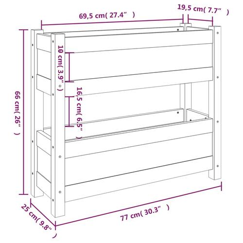 Plantekasse 77x25x66 cm massivt fyrretræ sort