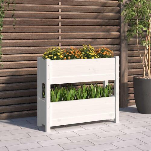 Plantekasse 77x25x66 cm massivt fyrretræ hvid