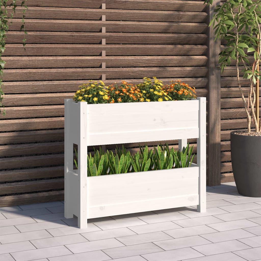 Plantekasse 77x25x66 cm massivt fyrretræ hvid
