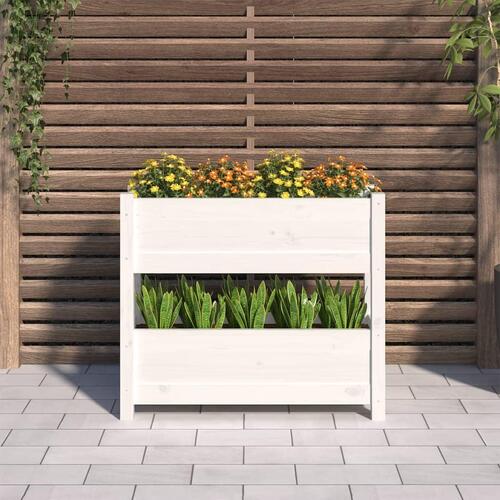 Plantekasse 77x25x66 cm massivt fyrretræ hvid