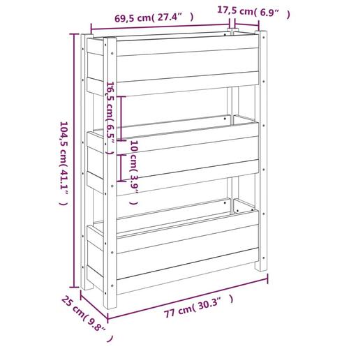 Plantekasse 77x25x104,5 cm massivt fyrretræ