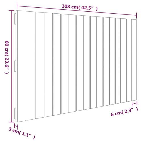 Sengegavl 108x3x60 cm massivt fyrretræ sort