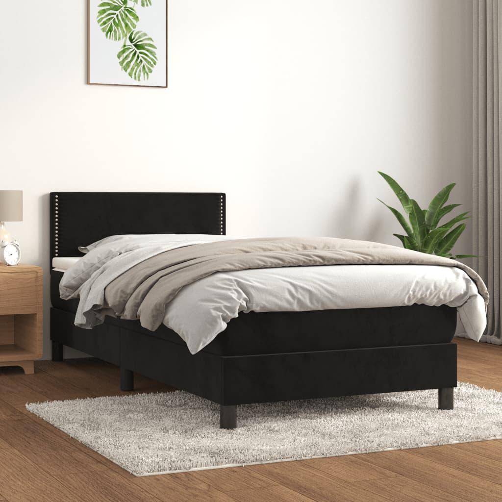 Kontinentalseng med madras 80x200 cm fløjl sort