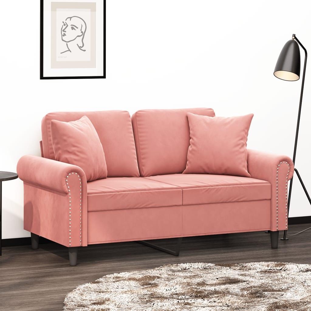 Pyntepuder 2 stk. 40x40 cm velour lyserød