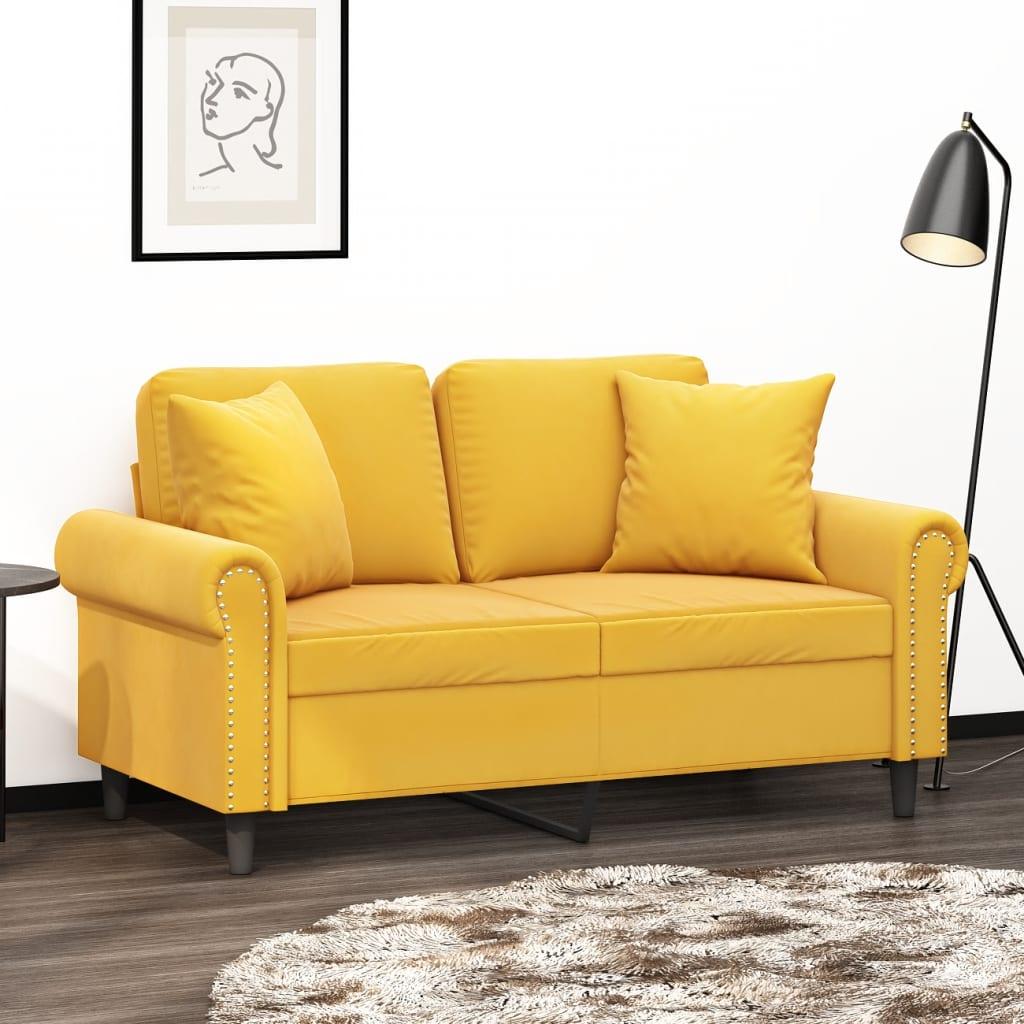 Pyntepuder 2 stk. 40x40 cm velour gul