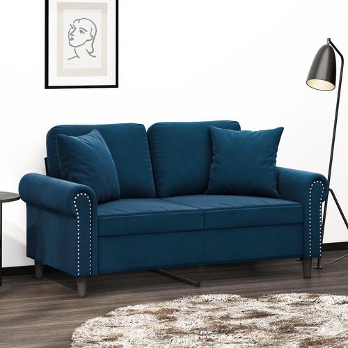 Pyntepuder 2 stk. 40x40 cm velour blå