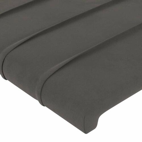 Sengegavl med LED-lys 180x5x118/128 cm fløjl mørkegrå