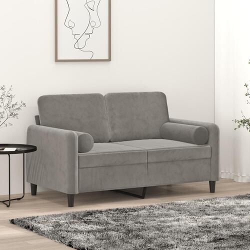 Pyntepuder 2 stk. Ø15x50 cm velour lysegrå