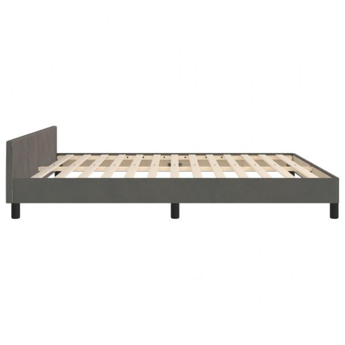 Sengeramme med sengegavl 180x200 cm - fløjl, mørkegrå