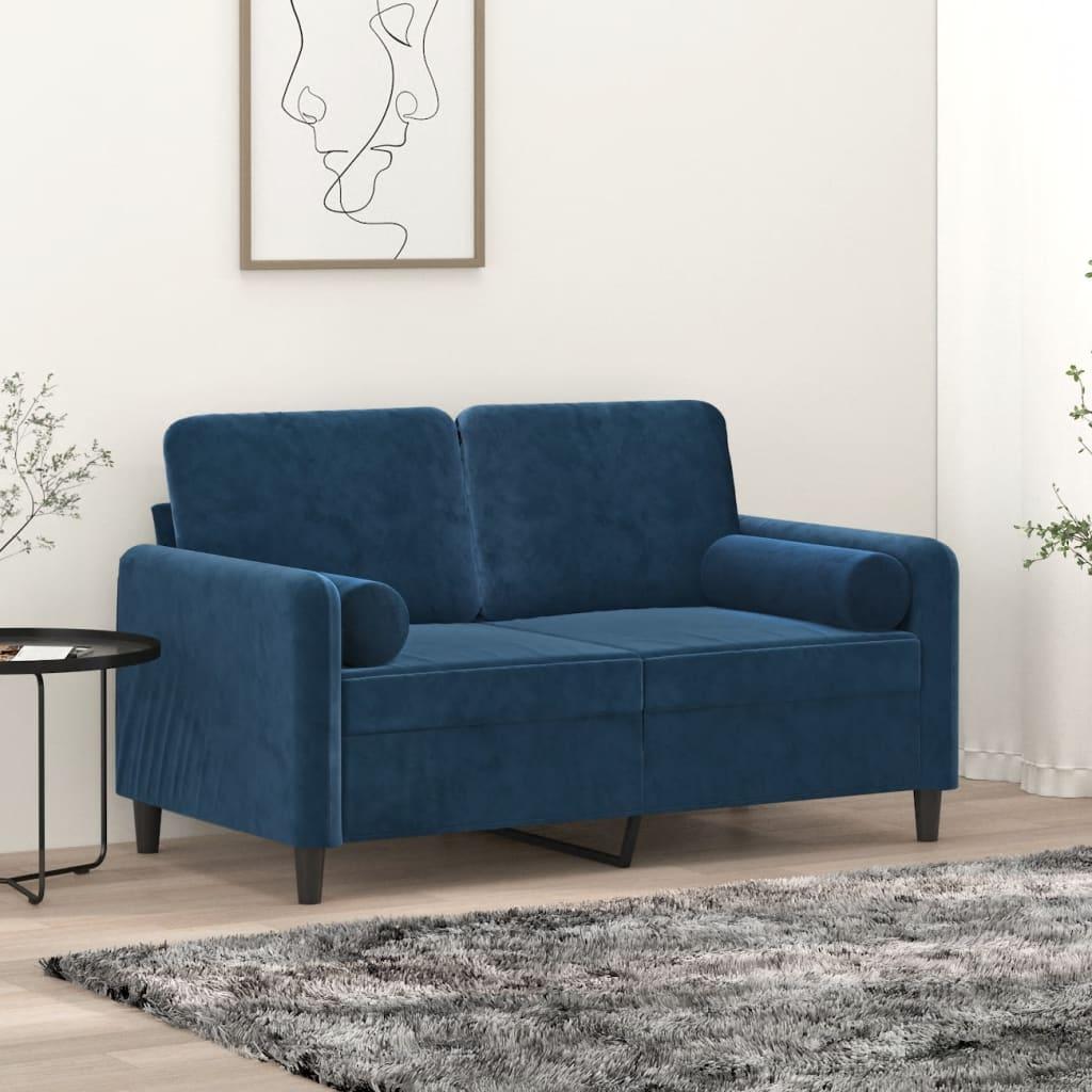 Pyntepuder 2 stk. Ø15x50 cm velour blå