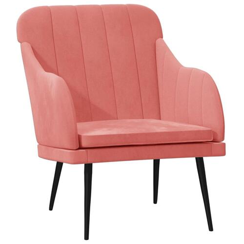 Lænestol 63x76x80 cm velour lyserød