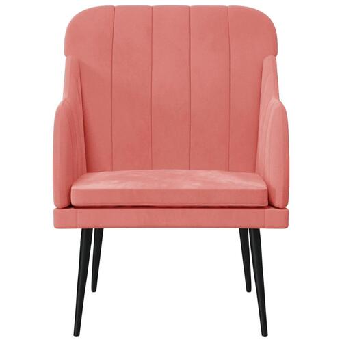 Lænestol 63x76x80 cm velour lyserød