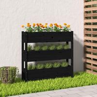 Plantekasse 112x25x104,5 cm massivt fyrretræ sort
