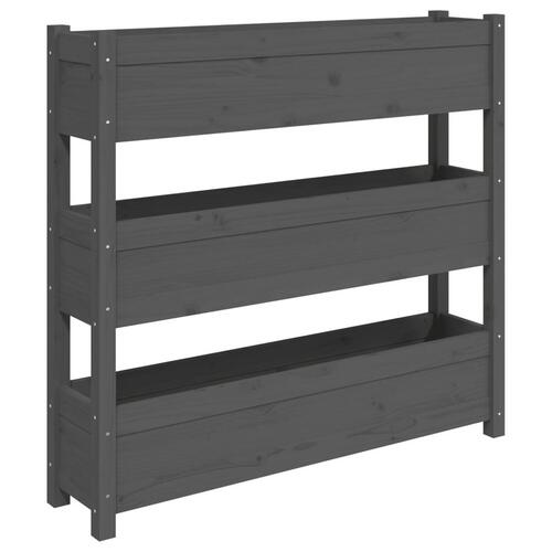 Plantekasse 112x25x104,5 cm massivt fyrretræ grå