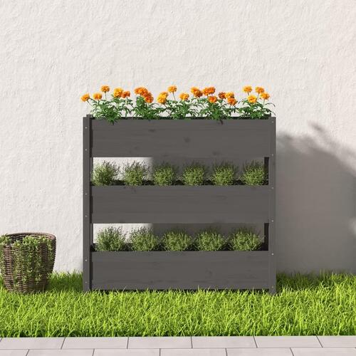 Plantekasse 112x25x104,5 cm massivt fyrretræ grå