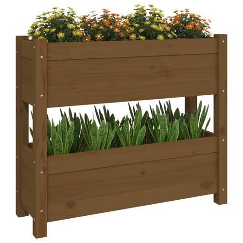 Plantekasse 77x25x66 cm massivt fyrretræ gyldenbrun
