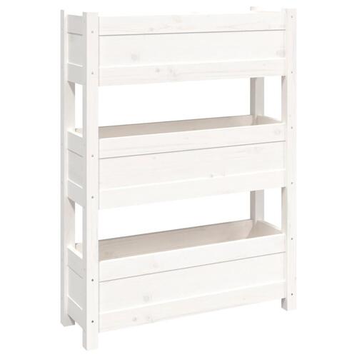 Plantekasse 77x25x104,5 cm massivt fyrretræ hvid
