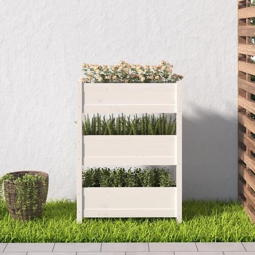 Plantekasse 77x25x104,5 cm massivt fyrretræ hvid