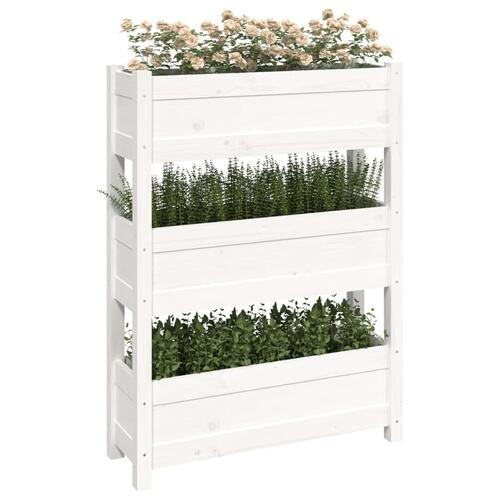 Plantekasse 77x25x104,5 cm massivt fyrretræ hvid