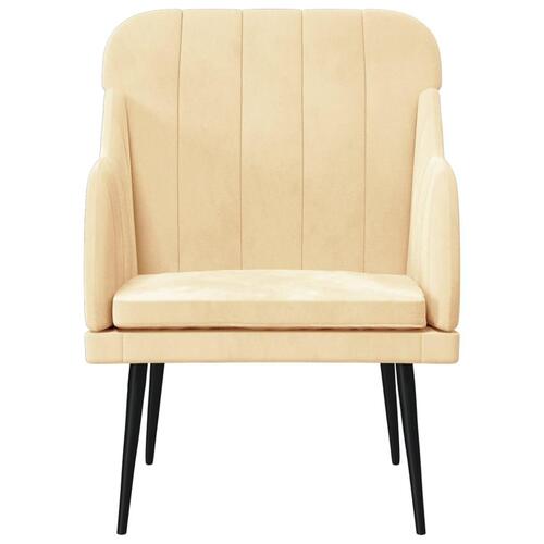 Lænestol 63x76x80 cm velour cremefarvet
