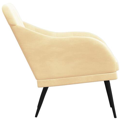 Lænestol 63x76x80 cm velour cremefarvet